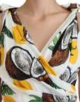 Dolce & Gabbana White Coconut Print Sheath Mini Silk Dress