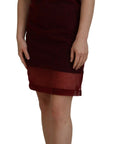 Dolce & Gabbana Maroon Nylon Two Layer Shift Mini Dress