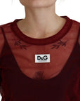 Dolce & Gabbana Maroon Nylon Two Layer Shift Mini Dress