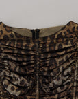 Dolce & Gabbana Multicolor Leopard Bodycon Sheath Midi Dress
