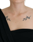 Dolce & Gabbana Black Wrap Sheath One Shoulder Wool Dress