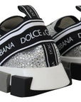 Dolce & Gabbana Silver Rhinestones Sorrento Sneakers Shoes