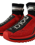 Dolce & Gabbana Red Bling Sorrento Sneakers Socks Shoes