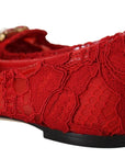 Dolce & Gabbana Red Taormina Crystals Loafers Flats Shoes