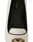 Dolce & Gabbana White Velvet Slip Ons Loafers Flats Shoes