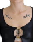 Dolce & Gabbana Black Cotton Stretch Open Chest 3/4 Sleeve Top