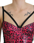 Dolce & Gabbana Pink Leopard Print Cropped Bustier Corset Top