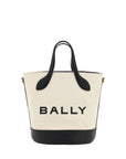 Bally White and Black Leather Bucket Bag