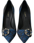 Dolce & Gabbana Blue Floral Ayers Crystal Pumps Shoes