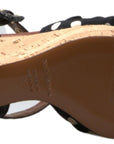 Dolce & Gabbana Black Wedges Polka Dotted Ankle Strap Shoes Sandals
