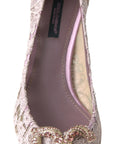 Dolce & Gabbana Pink Floral Lace DG Crystal Pumps Shoes