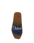 Chloé Denim Blue Cotton Slides Woody Sandals