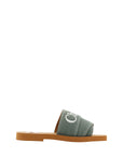 Chloé Forest Green Cotton Slides Woody Sandals