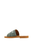 Chloé Forest Green Cotton Slides Woody Sandals