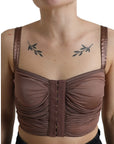 Dolce & Gabbana Brown Viscose Bustier Sleeveless Cropped Top