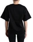 Dolce & Gabbana Black Cotton DG Crystal Crewneck Tee T-shirt