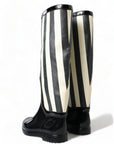 Dolce & Gabbana Black Rubber Knee High Flat Boots Shoes