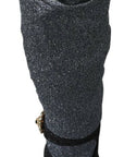 Dolce & Gabbana Black Crystal Mary Janes Booties Shoes
