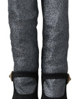 Dolce & Gabbana Black Crystal Mary Janes Booties Shoes