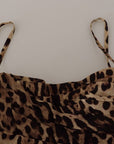 Dolce & Gabbana Brown Leopard Print Ruched Midi Dress