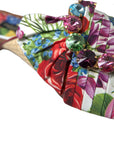 Dolce & Gabbana Multicolor Floral Flats Crystal Sandals Shoes
