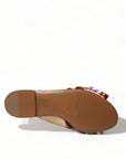 Dolce & Gabbana Multicolor Floral Flats Crystal Sandals Shoes