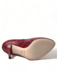 Dolce & Gabbana Red Ayers Leather Lace Socks Pumps Shoes