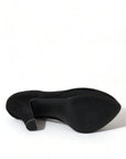 Dolce & Gabbana Black Suede Leather Platform Heel Pumps Shoes