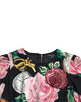 Dolce & Gabbana Black Floral Embellished Lace A-line Dress
