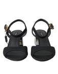 Dolce & Gabbana Black Crystals Ankle Strap Sandals Shoes