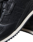 Dolce & Gabbana Black Floral Lace Leather Sneakers Shoes