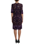 Dolce & Gabbana Purple floral lace crystal embedded dress