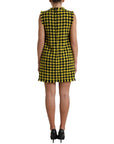 Dolce & Gabbana Yellow Houndstooth Sleeveless Aline Mini Dress