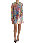 Dolce & Gabbana Multicolor Floral Sequined Shift Mini Dress