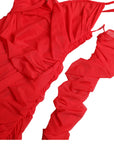 Dolce & Gabbana Red Nylon Stretch Cut Out Midi Dress