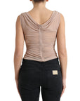 Dolce & Gabbana Beige Viscose V-neck Sleeveless Tank Top