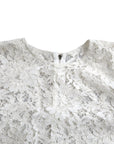 Dolce & Gabbana White Floral Lace Cotton Round Neck Blouse Top