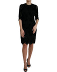 Dolce & Gabbana Black Floral Lace Cotton Bodycon Dress