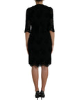 Dolce & Gabbana Black Floral Lace Cotton Bodycon Dress