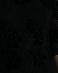 Dolce & Gabbana Black Floral Lace Cotton Bodycon Dress