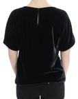 Dolce & Gabbana Black velvet shortsleeved blouse