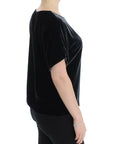Dolce & Gabbana Black velvet shortsleeved blouse