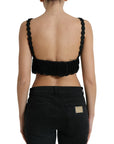 Dolce & Gabbana Black Cotton Bustier Cropped Crochet Tank Top