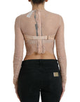 Dolce & Gabbana Beige Nylon Floral Lace Bustier Cropped Top