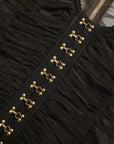 Dolce & Gabbana Brown Embellished Nylon Stretch Cropped Top