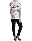 Dolce & Gabbana White Cotton Christmas Sequin Fur T-shirt