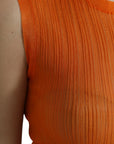Dolce & Gabbana Orange See Through Crew Neck Blouse Tank Top
