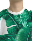 Dolce & Gabbana White Banana Leaf Print Crew Neck Tank Top