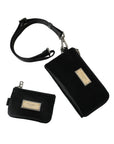 Dolce & Gabbana Black Nylon Logo Plaque Keyring Pouch Clutch Bag