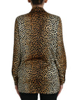 Dolce & Gabbana Brown Leopard Print Long Sleeves Blouse Top